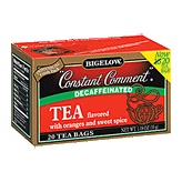 Bigelow Constant Comment black tea flavored with a secret recipe of orange rind and sweet spice, decaffeinated, 20 tea bags Left Picture